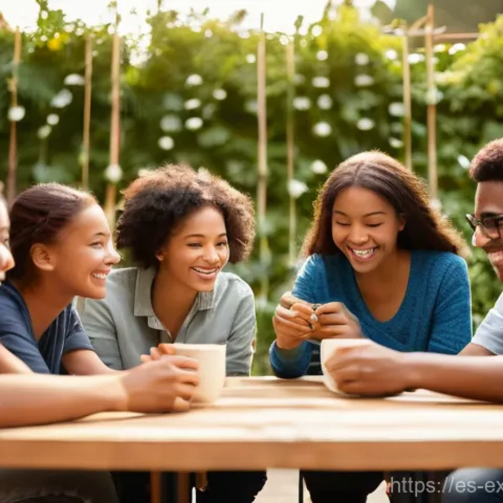 메타포의 역할  사회적 통합 - **Prompt 1: "Weaving Networks of Support"**
    "A diverse group of adults and teenagers, spanning v...