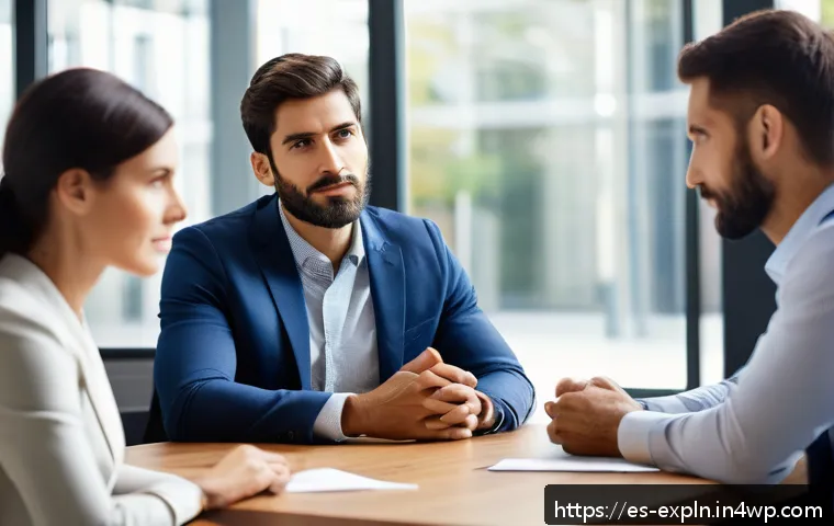 유추의 활용 직장 내 갈등 해결 - A modern office meeting scene in a vibrant Spanish corporate environment, showing diverse colleagues...