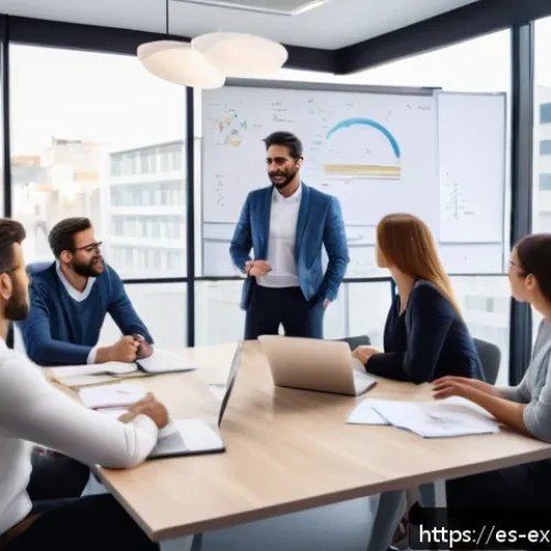 Home 31 유추를 통한 정보 전달의 효과 - A warm, inviting office meeting room in a modern Spanish workplace setting, with diverse professiona...